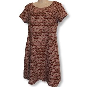 Beige by Eci Geometric Short Sleeve Midi A-line Sheath Dress Pink Peach Maroon